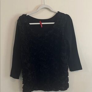 Cyrus Black Rosette Sweater Texture Gothic Dark‎ Romantic Floral Artsy Feminine